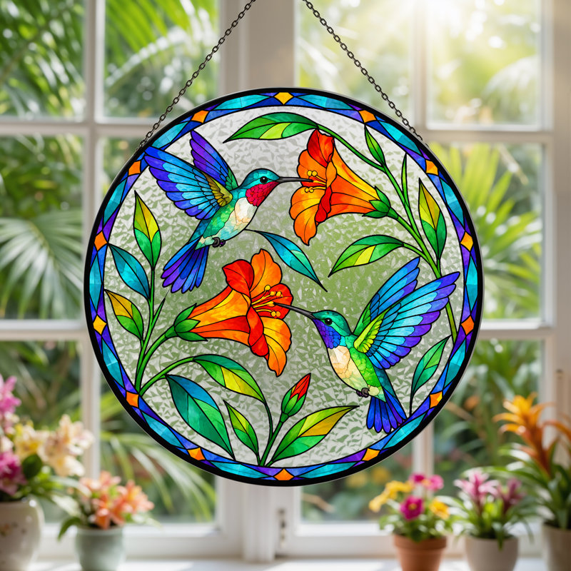 Birds Window Panel, H 12 po