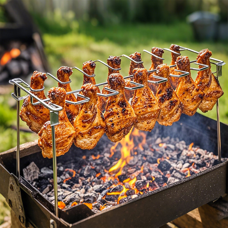 Pattes de poulet et grille à oreilles pour barbecue