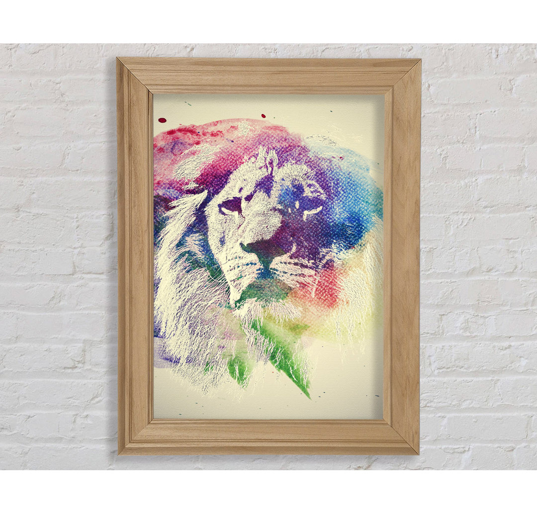 Ansis Rainbow Lion Gerahmter Druck Wandkunst