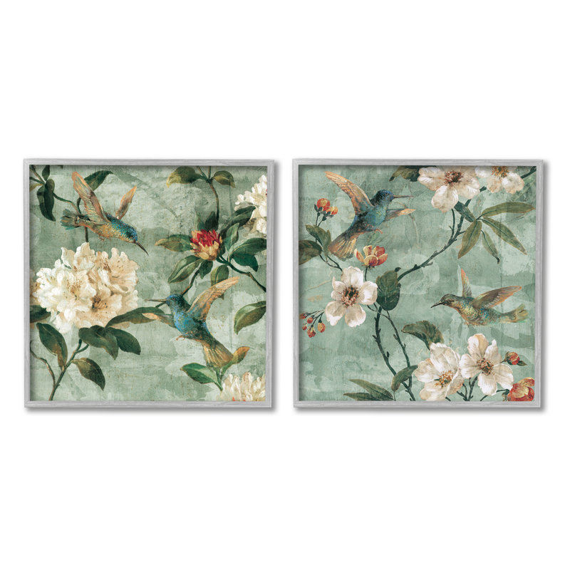 Hummingbirds & Florals, impression sur bois 2 pièces, Estampe numérique Farmhouse, H 24 po x l 48 po x P 1,5 po