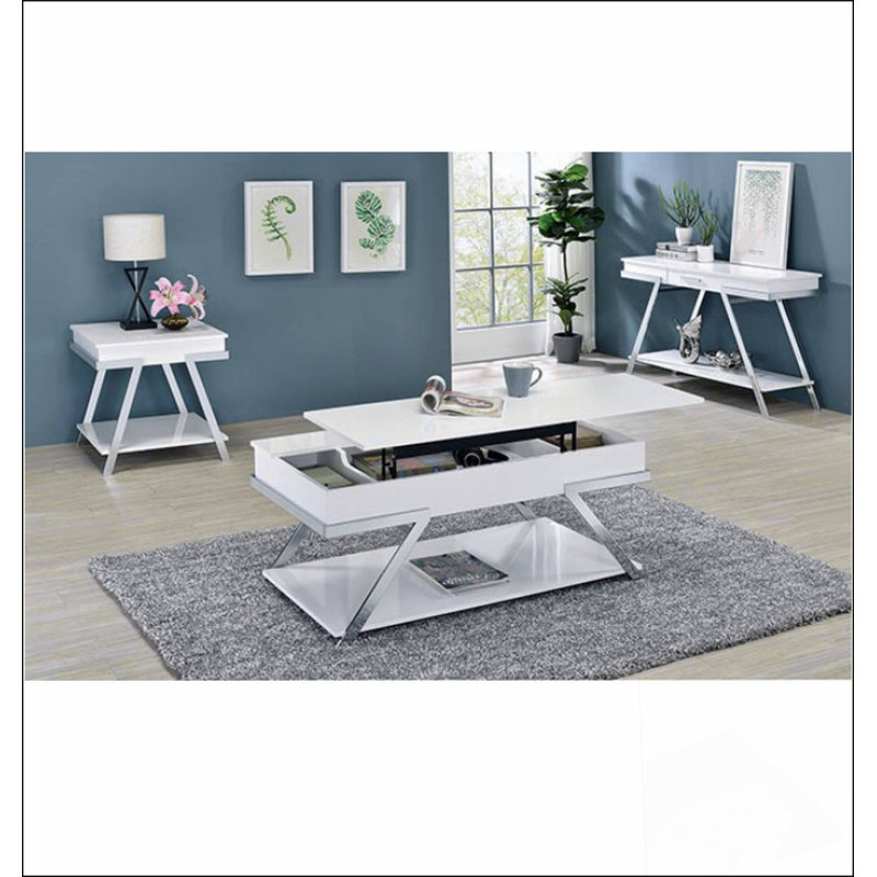 Contemporary Style  1pc End Table High Gloss Finish Chrome Frame Gorgeous Living Room Furniture
