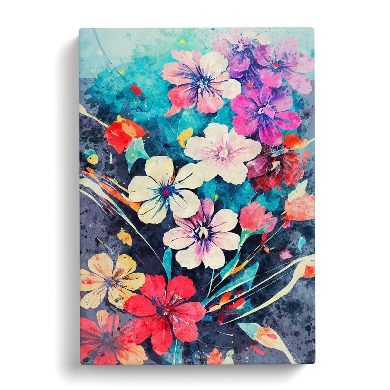 Watercolour Flowers No.1 - Wrapped Canvas, 76cm H x 50cm W x 3cm D