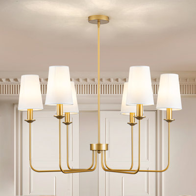 Lustre moderne 6 lumières pour salle à manger avec abat-jour