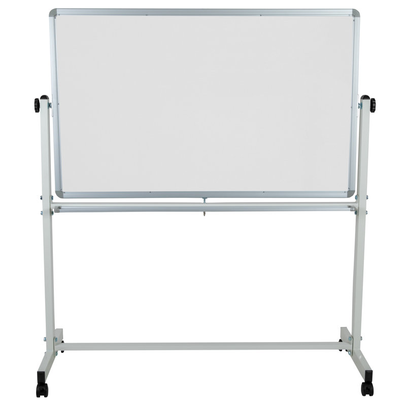Hendrick Double-Sided Mobile Whiteboard with Pen Tray, 59" H x 53" W, Orange