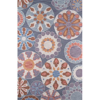Tapis bleu crocheté à la main Gingras