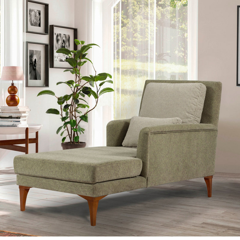 Chaise longue rembourrée Yaphank, 100 % polyester vert