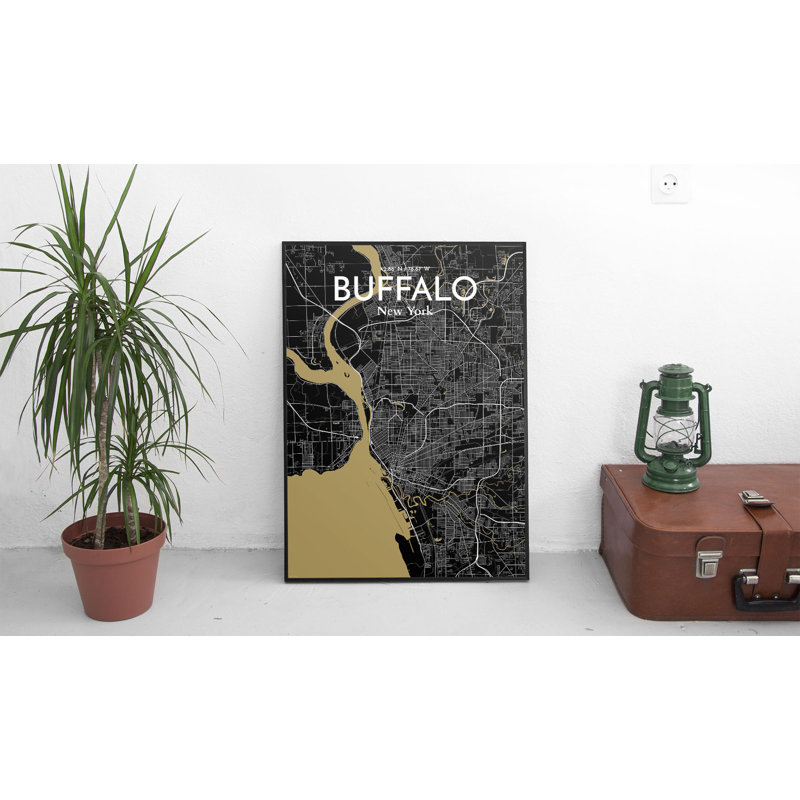 Buffalo City Map - No Frame Print, 91.4cm H x 61cm W x 0.13cm D