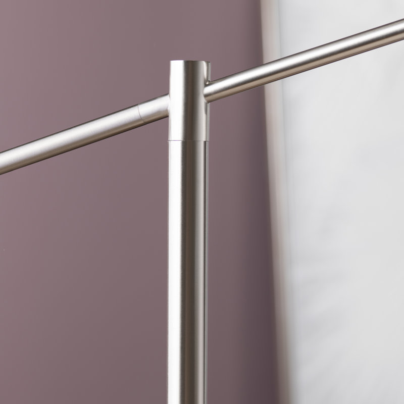 68.25" Steel Floor Lamp With White Linen Shade, Brushed