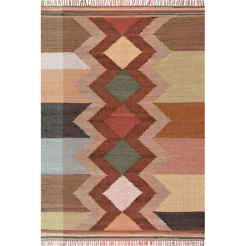Solmira Southwestern Handmade Cotton Rug, Rectangle 5' x 8'