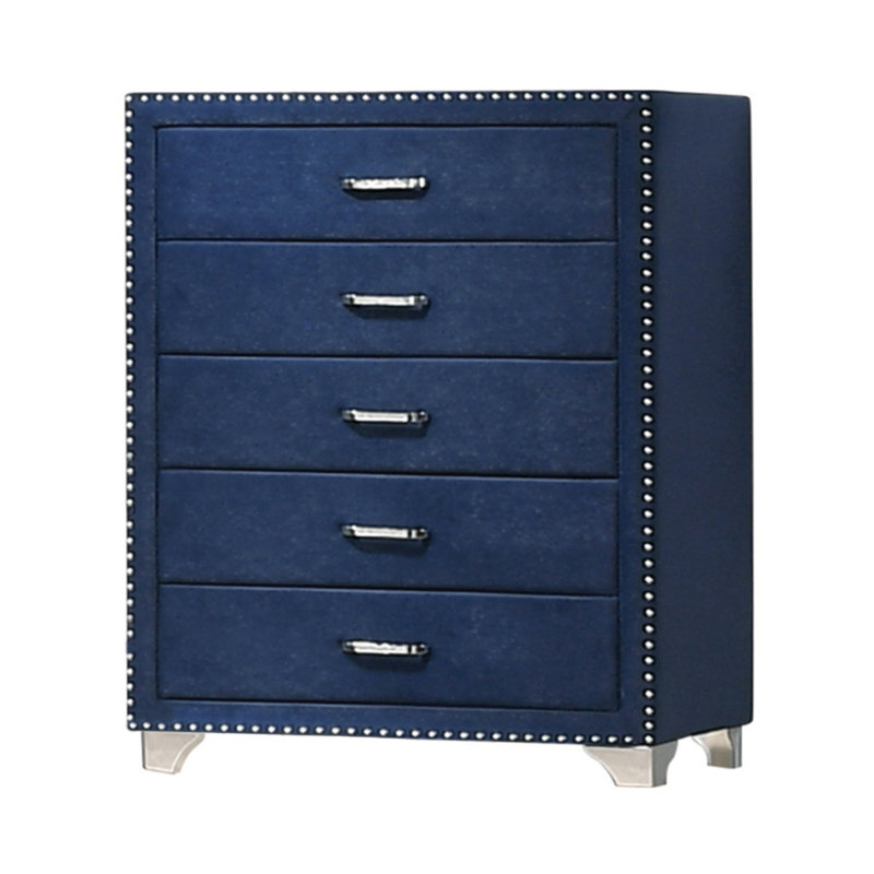 Commode à 5 tiroirs Gudger, Bleu