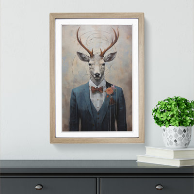 Stag Modern - Single Picture Frame Print on Wood