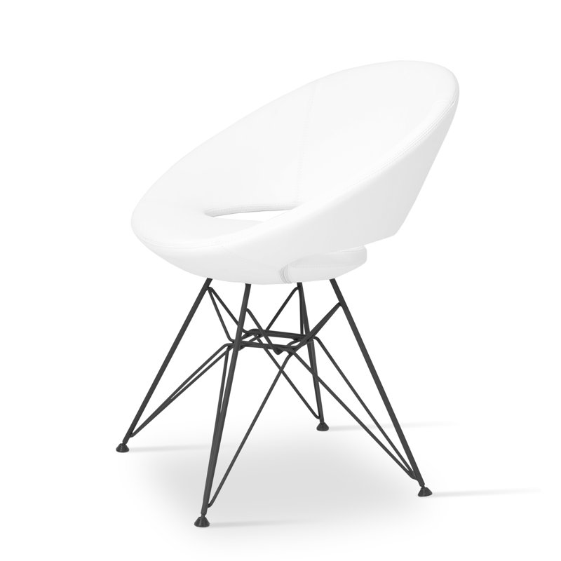 Crescent Tower Dining Chair, Chrome, Leatherette, Black