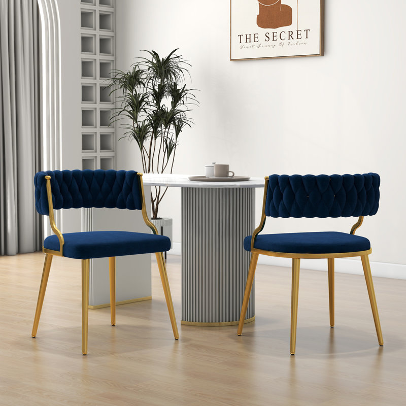 Ginko Tufted Velvet Dining Chair, Navy, 2