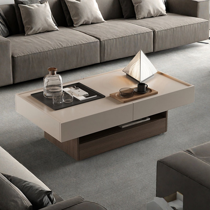 Table basse en bois massif avec rangement simple, Brun noyer, H 15,74 po x L 47,24 po x l 25,59 po