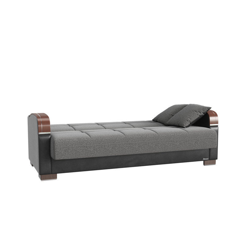 Canapé-lit rembourré convertible avec rangement, Noir/gris