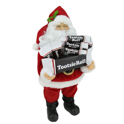 12" Red and White Santa Claus with Arms Full of Tootsie Rolls Christmas Tabletop Decoration
