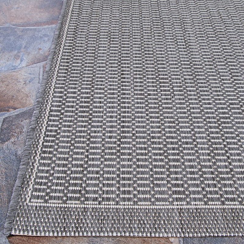 Fierce Sella Gray-Beige Indoor/Outdoor Rug, Rectangle 6'2" x 9'2"
