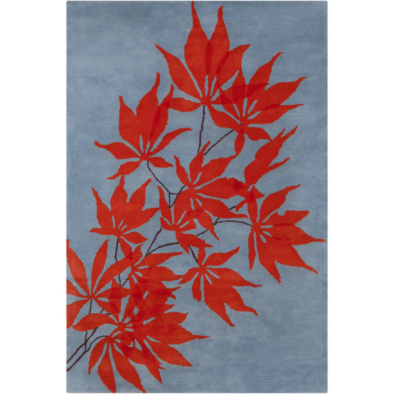 Tapis bleu et rouge en laine touffeté à la main Ailey Authentic, 5 pi x 7 pi 6 po