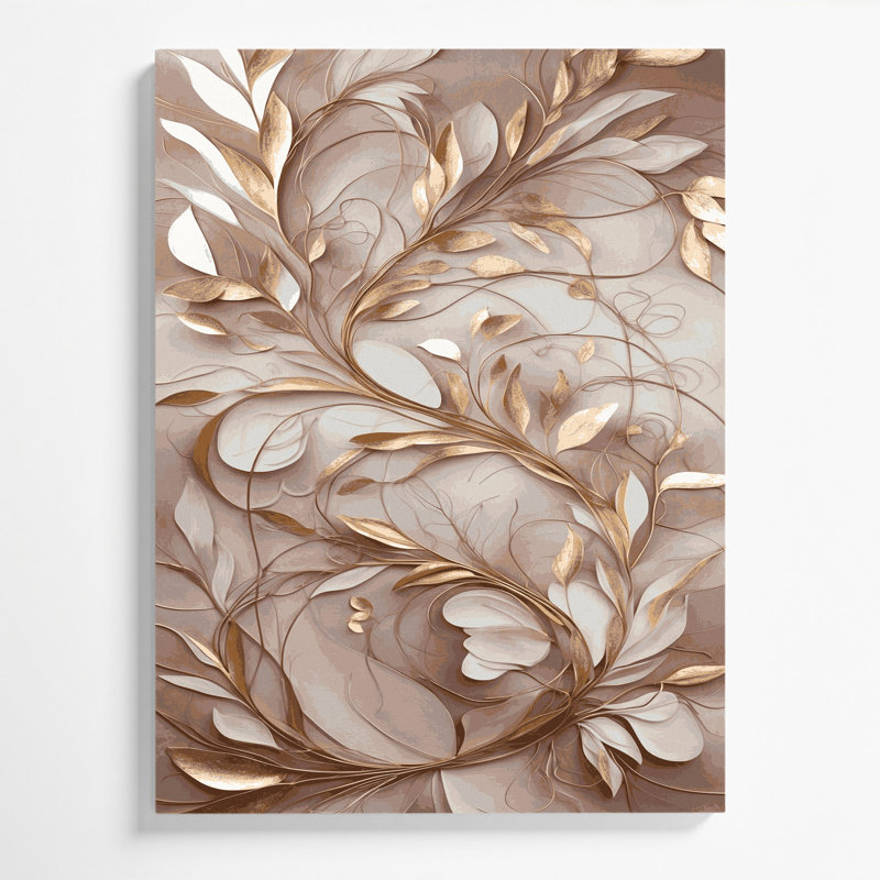 "Abstract Florals 87", art mural sur toile grise, H 20 po x l 16 po