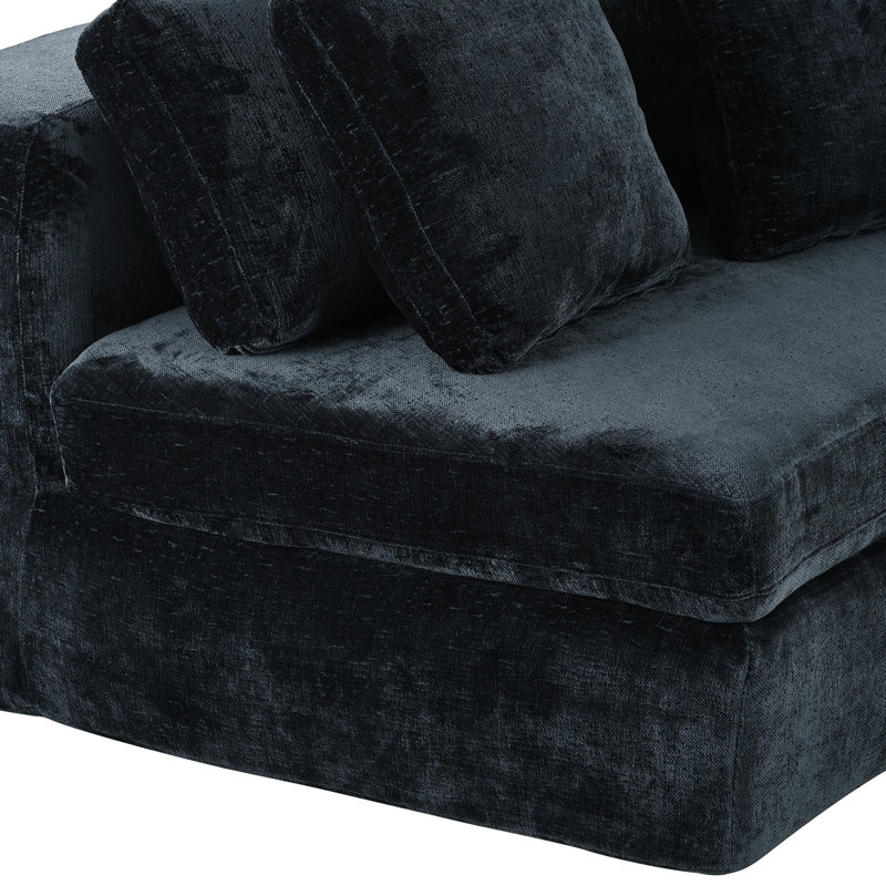115.7" Pure Foam Modular Sofa, Blue Chenille