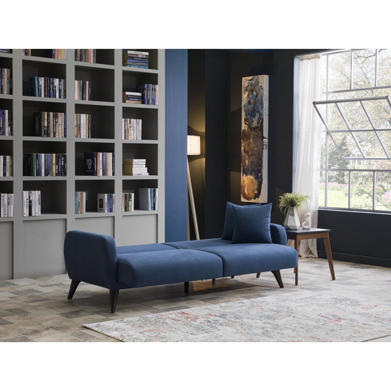 Lelana Twin 78.75 Polyester Tufted Sofa, Blue
