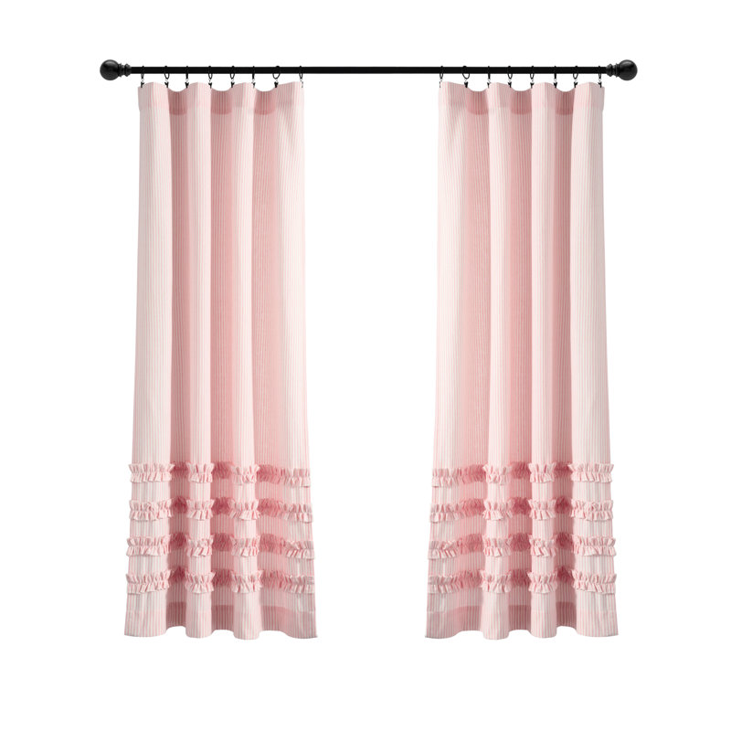 Paire de rideaux 100% coton avec passe-tringle, Rose