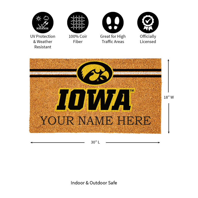 Paillasson personnalisé Suneel 30 po x 18 po NCAA, Oui, NCAA Iowa