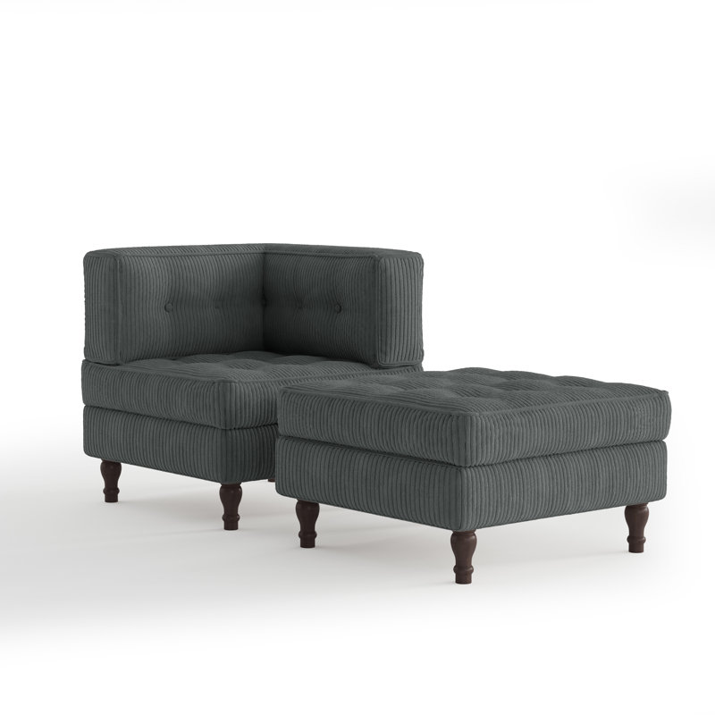 Upholstered Chaise Lounge, Grey