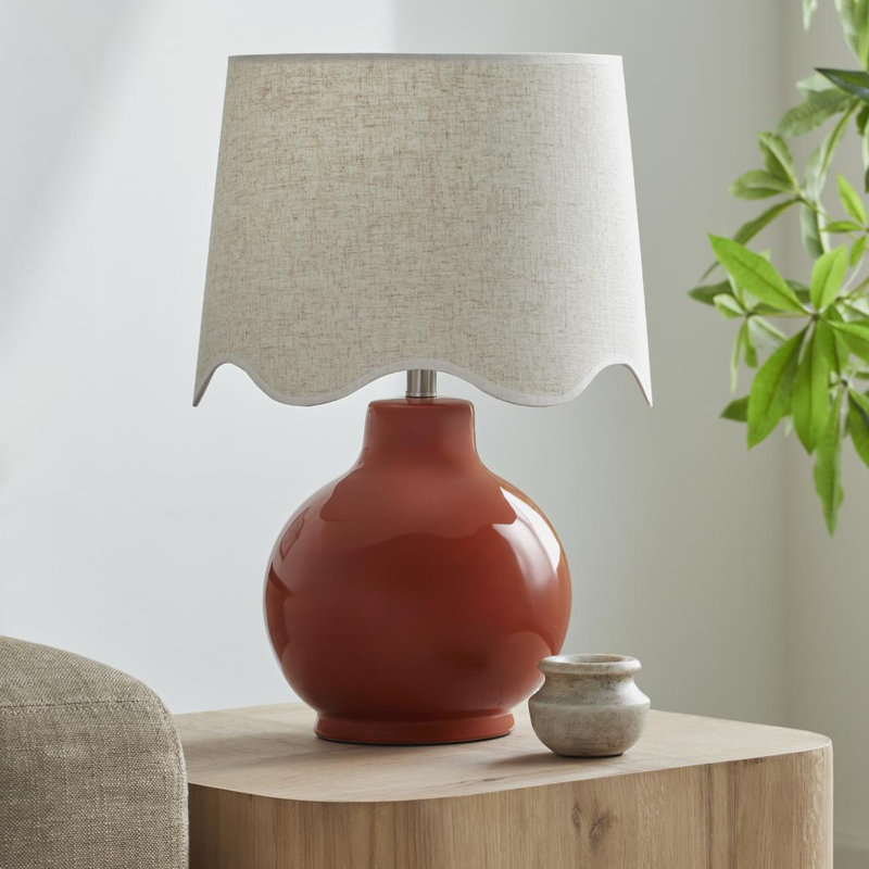 Lampe de table Canvey Maura, Beige, Orange, H 22 po x l 15 po x P 15 po