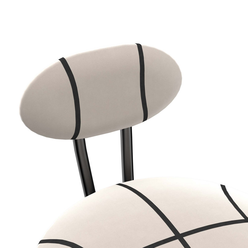 Modern Upholstered S-Shaped Round Seat Barstools(Set Of 2), Black