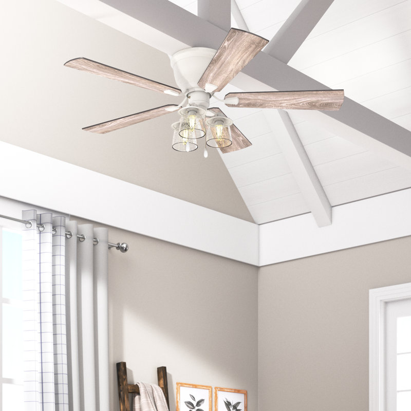 Ventilateur de plafond 52 po avec éclairage Cuevas, Blanc