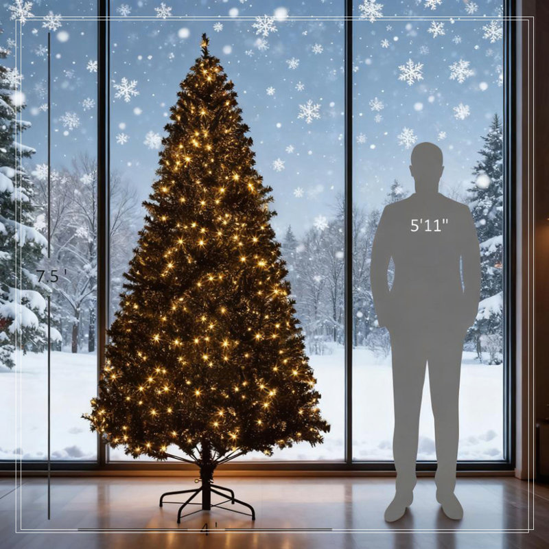 Arbre de Noël artificiel haut 7,5 pi pré-éclairé