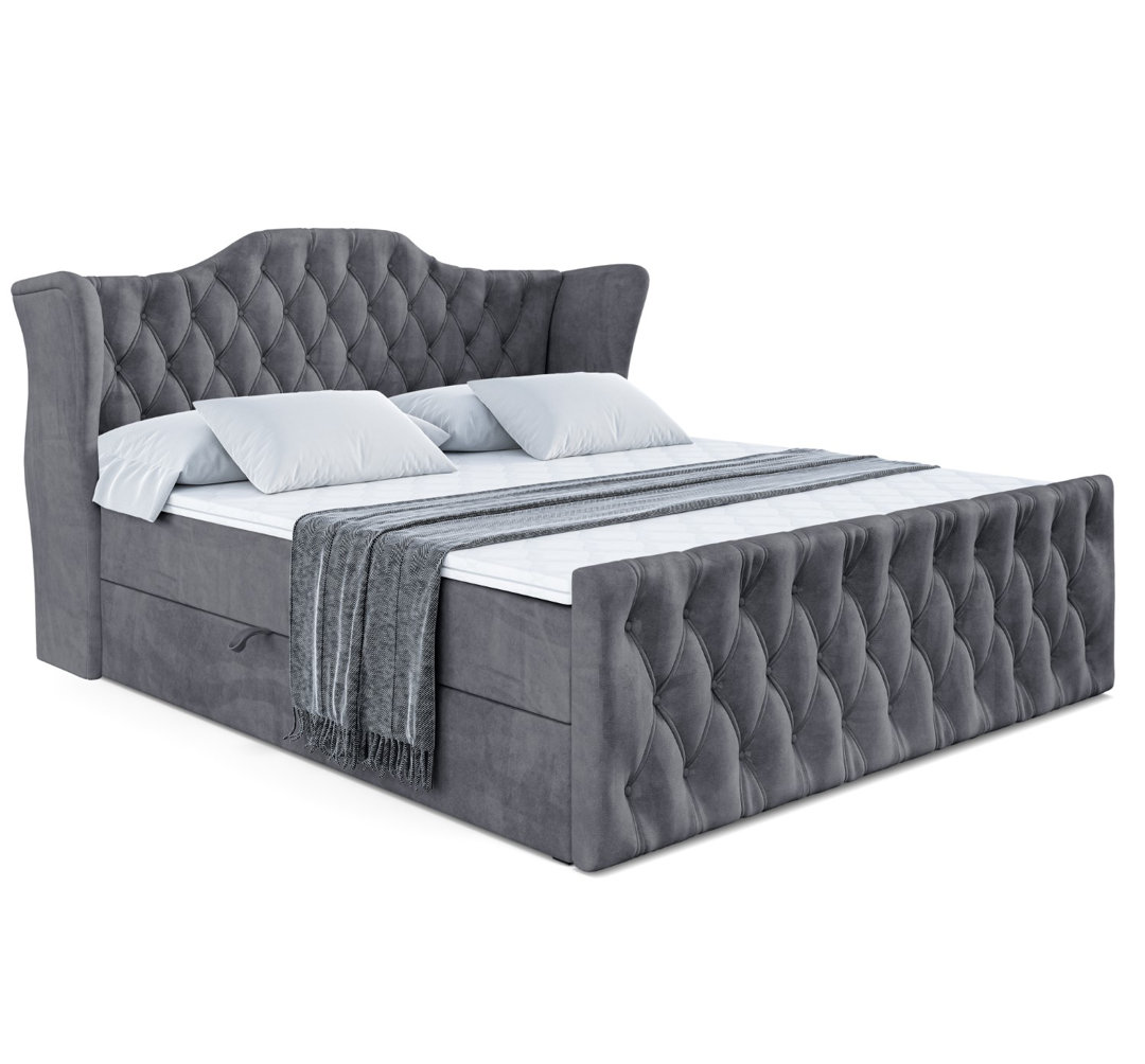 Boxspringbett mit Bettkasten und Topper