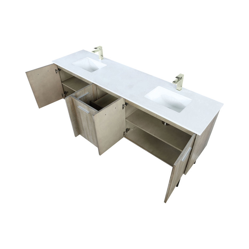 Lancy 80 in W x 20 in D Double Bath Vanity and Faucet Set, White Quartz