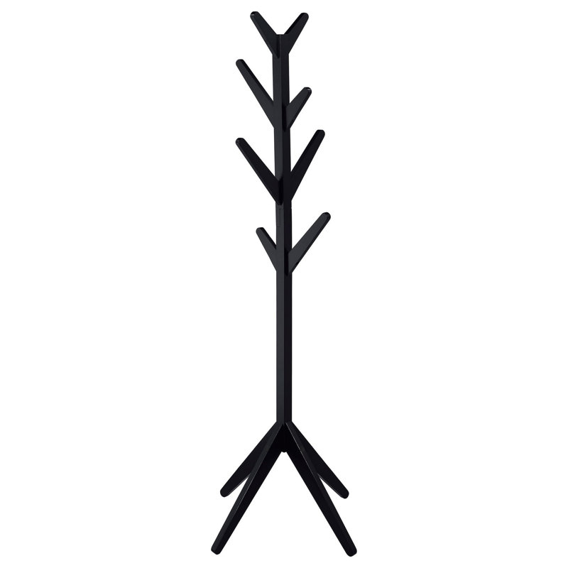 Ramires Solid Wood Coat Rack Clothing Hanger, Black