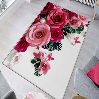 Luxurious Woven Area Rug, 100% Polyester, 23.6 x 39.4 inches | 650 g/m², 0.3 in Pile Height | Antibacterial, Non-Slip PVC Dot Underside, Machine Washable | 3D Digital Printing, Perfect for Living Room & Bedroom Decor