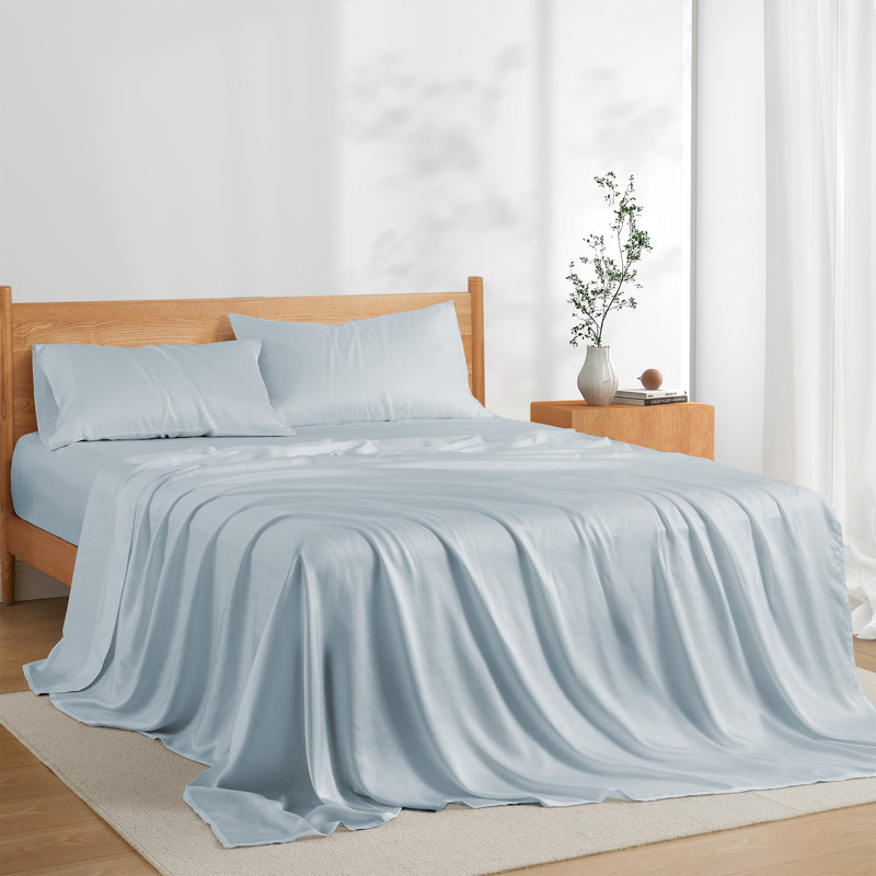 Misty Blue Twin Lyocell Sheet Set with Pillowcase