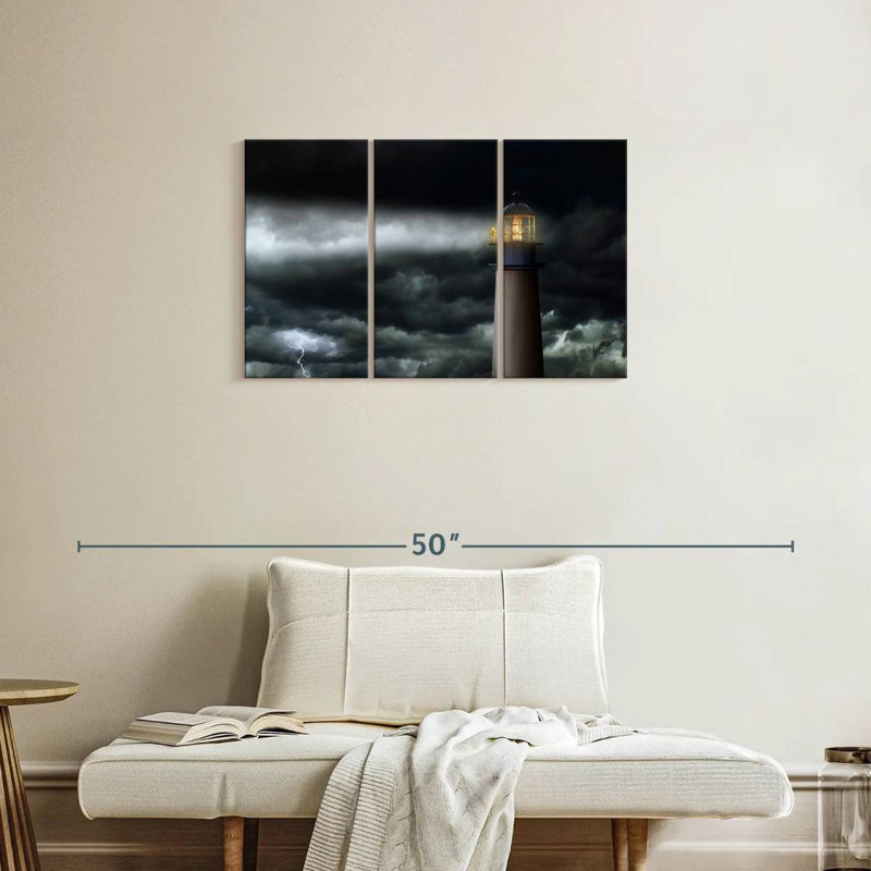 Phare d'Aletra pendant la tempête, H 20 po x l 33 po