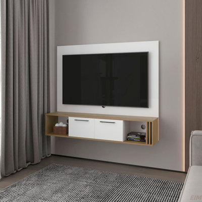 Meuble audio-vidéo Louisburg, blanc / Macadamia