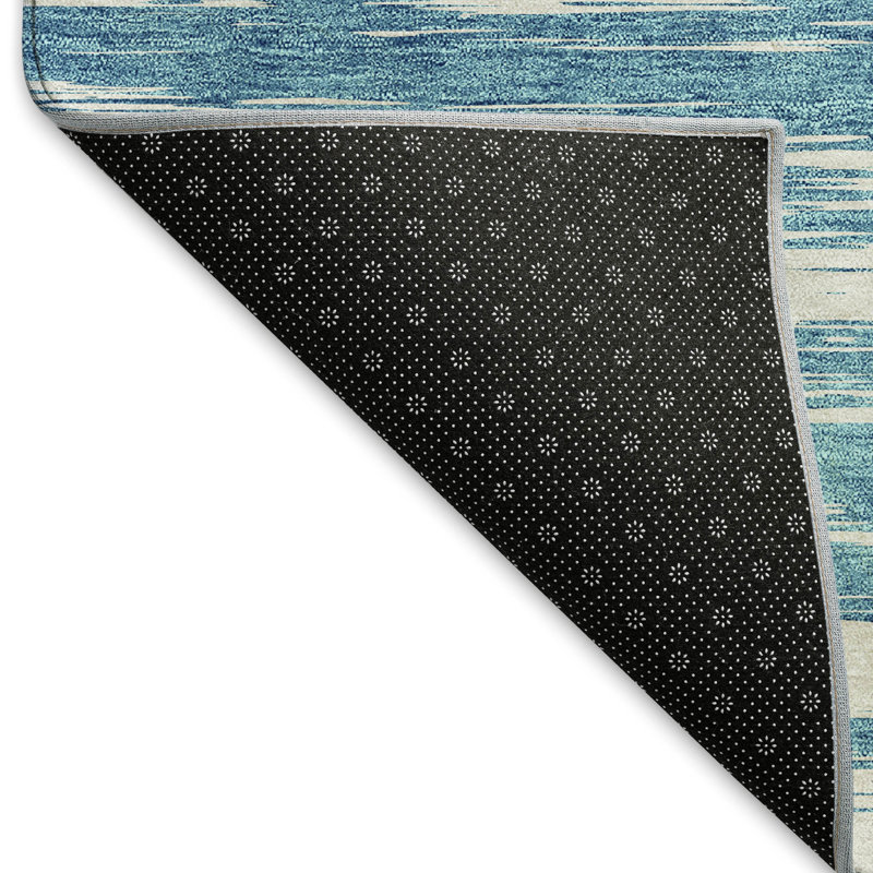 Premium Machine Washable Prisco Teal Rug, Rectangle 1'8" x 2'6"