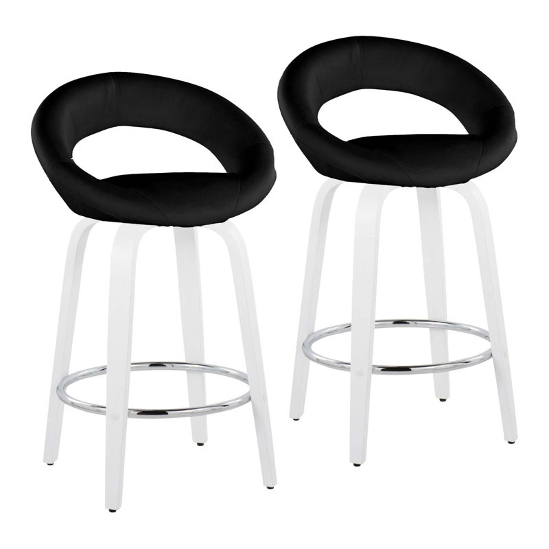 Tabouret de bar pivotant contemporain avec repose-pieds - ensemble de 2, Noir