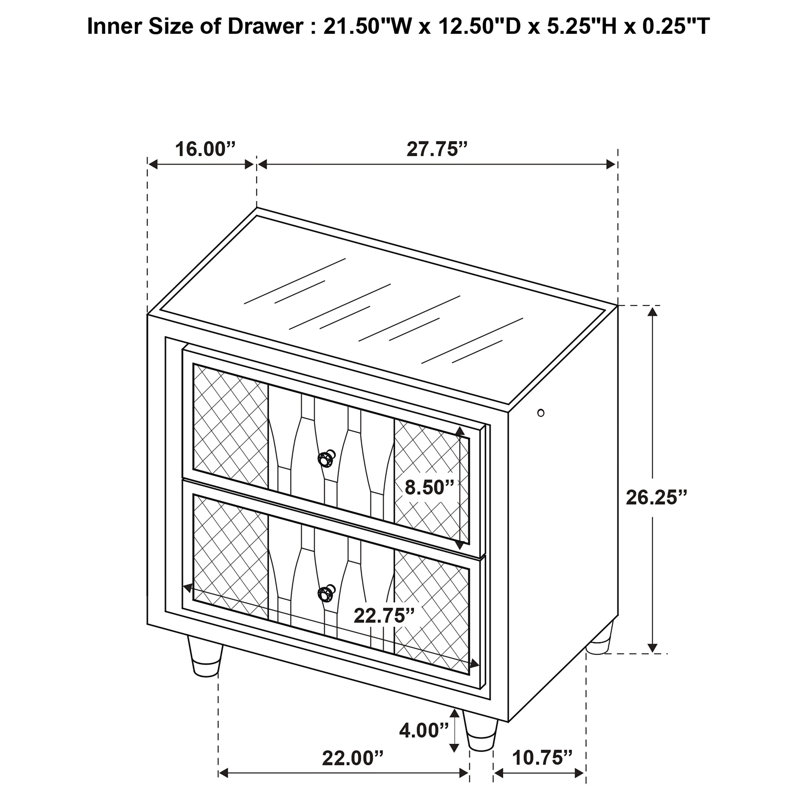 Lorient 2-drawer LED Nightstand with USB Ivory and Camel