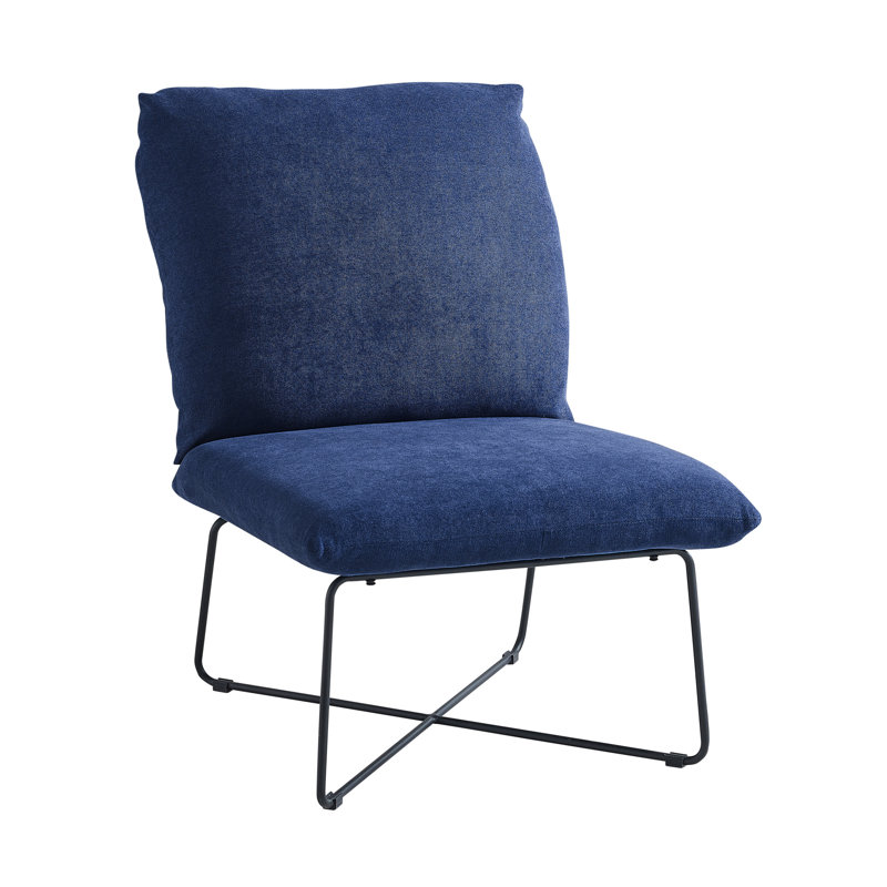 Chaise d'appoint en velours de 26 po de largeur Tosun, Velours bleu