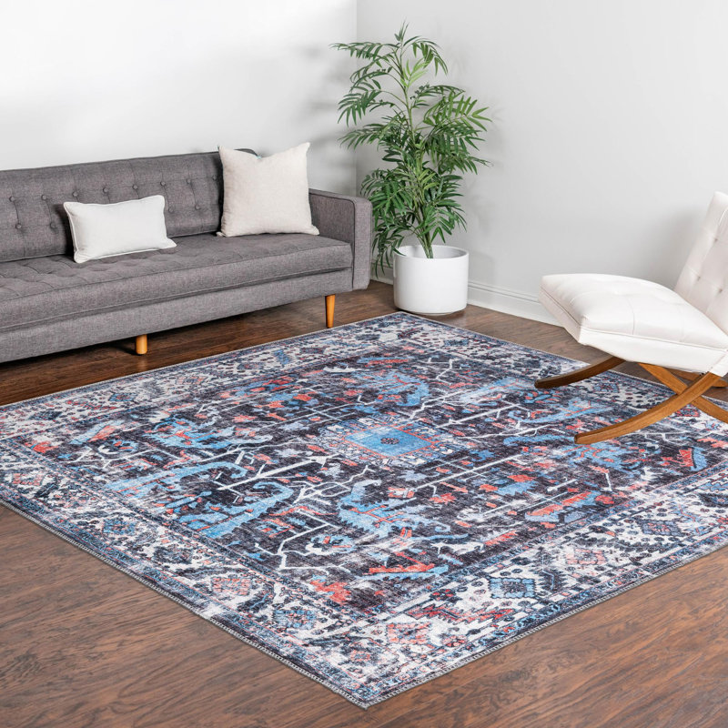 Guynn Chenille Oriental Indoor Rug, Square 5'3"