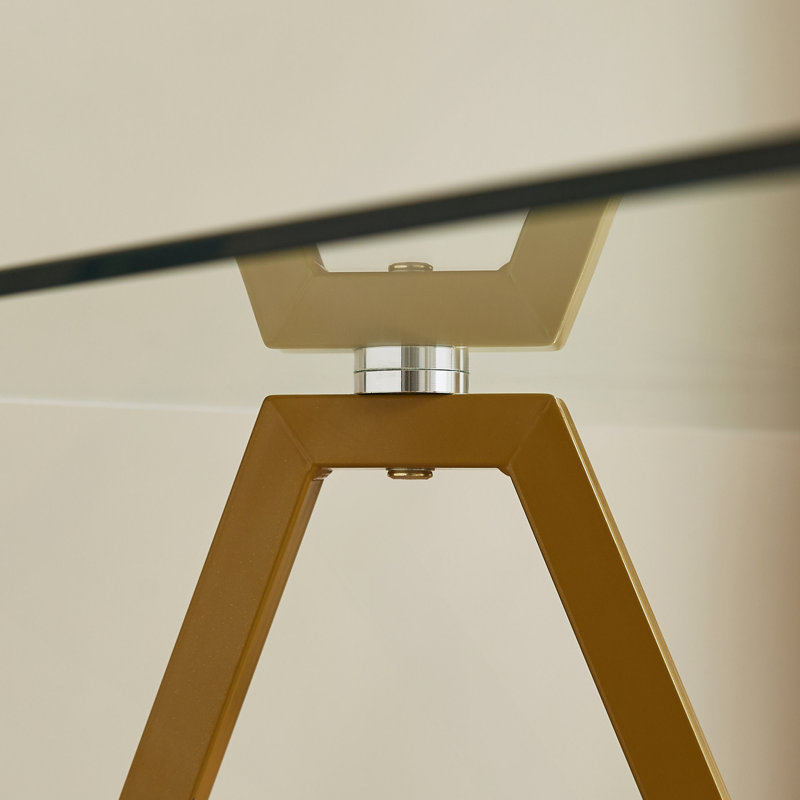 rectangular glass dining table, suitable for 1-8 people, modern style home kitchen dining table, equipped with sturdy metal table legs,suitable for dining room,living rooms, offices, Gold