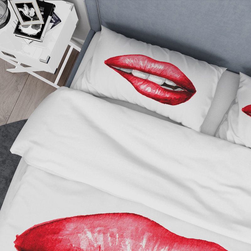 Lèvres mordantes - ensemble de housse de couette moderne - polyester microfibre