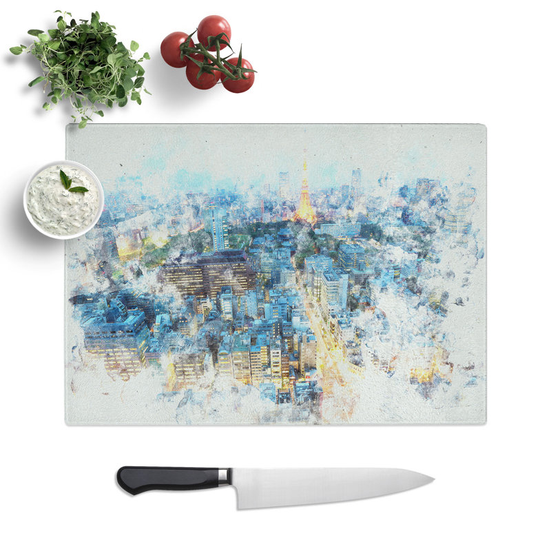 Tempered Glass Skyline of Paris in France Chopping Board, 28.5 cm x 39 cm