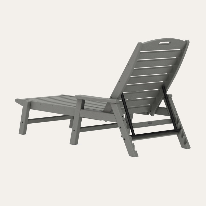 POLYWOOD Nautical Chaise with Arms, Slate Gray