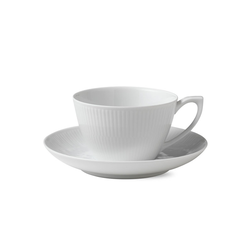 Royal Copenhagen White Fluted Teacup & Saucer