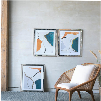 S/3 22x26x0.6" Marcia Mirror-Framed Wall Art